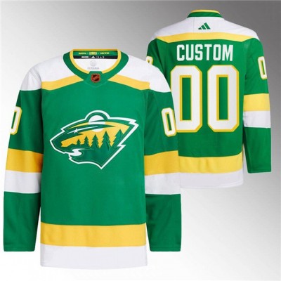 Minnesota Wild Custom Men's adidas Reverse Retro 2.0 Authentic Player Jersey Green